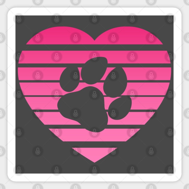 Dog Paw Heart Valentine - Pink Gradient Sticker by skauff